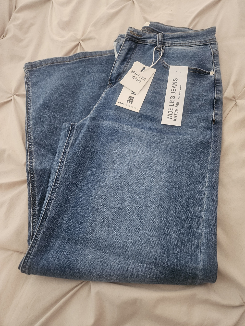 Wide Leg Women Jeans - Blue Denim